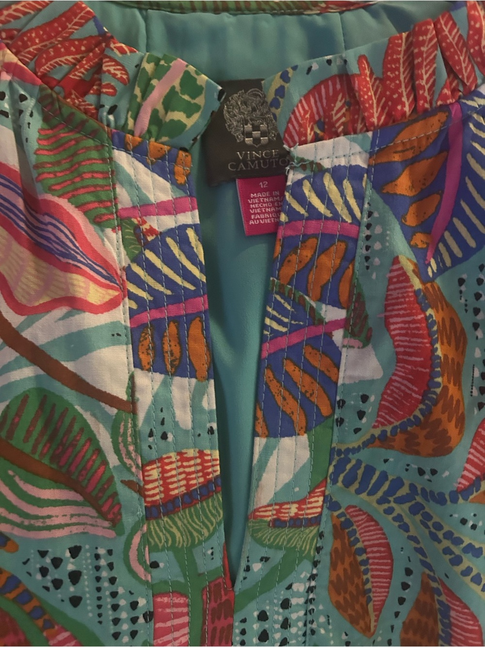 Vince Camuto Multicolor Tropical Print Dress - Teal, Pink, Orange, Green